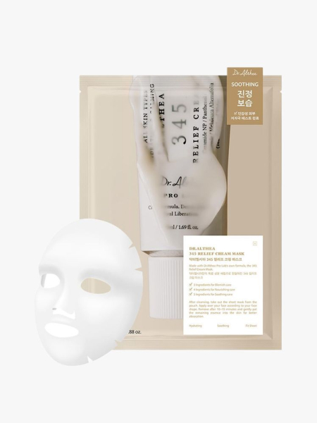 Dr. Althea 345 Relief Cream Mask in branded component on a light gray background