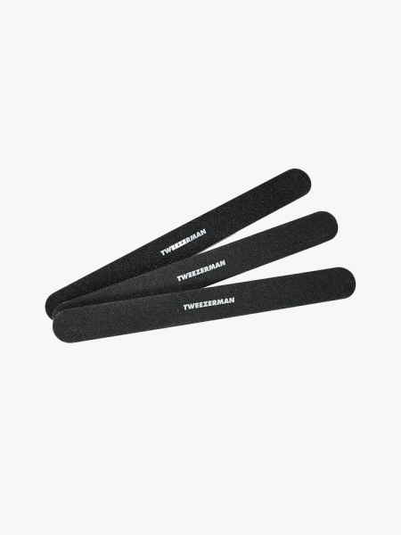 Tweezerman Professional Nail File black three pack of nail files on light gray background