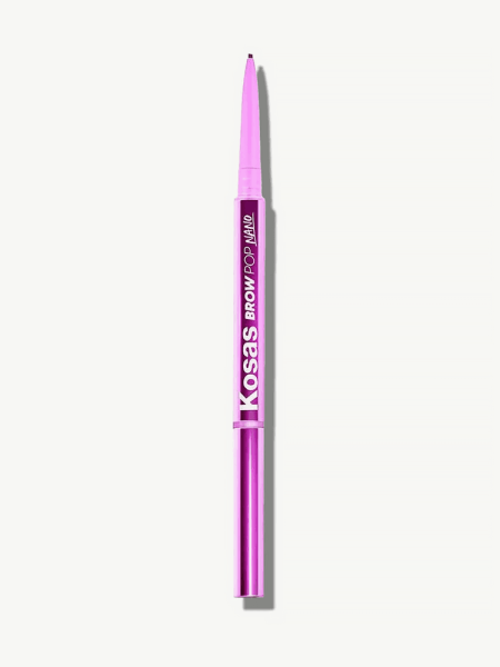 Brow Pop Nano in branded purple pencil applicator on light gray background